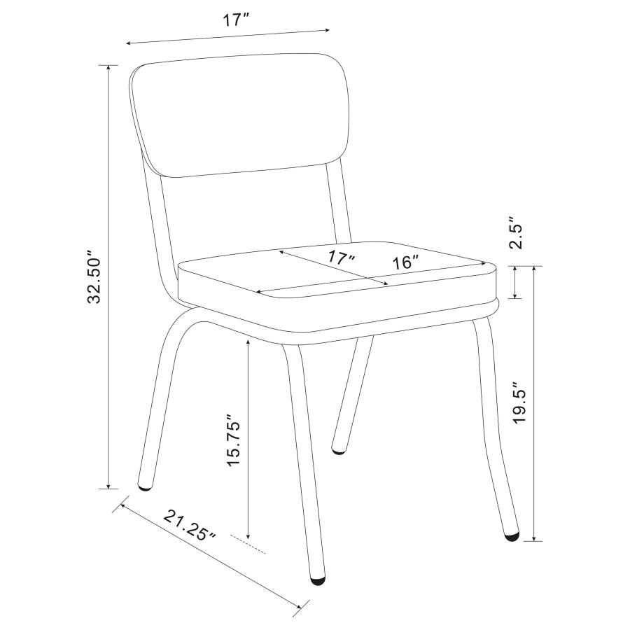 (image for) Retro Upholstered Dining Side Chair Red (Set of 2)