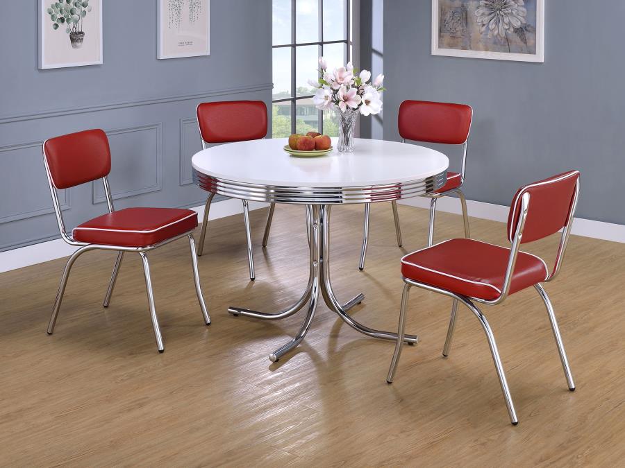 (image for) Retro Upholstered Dining Side Chair Red (Set of 2)