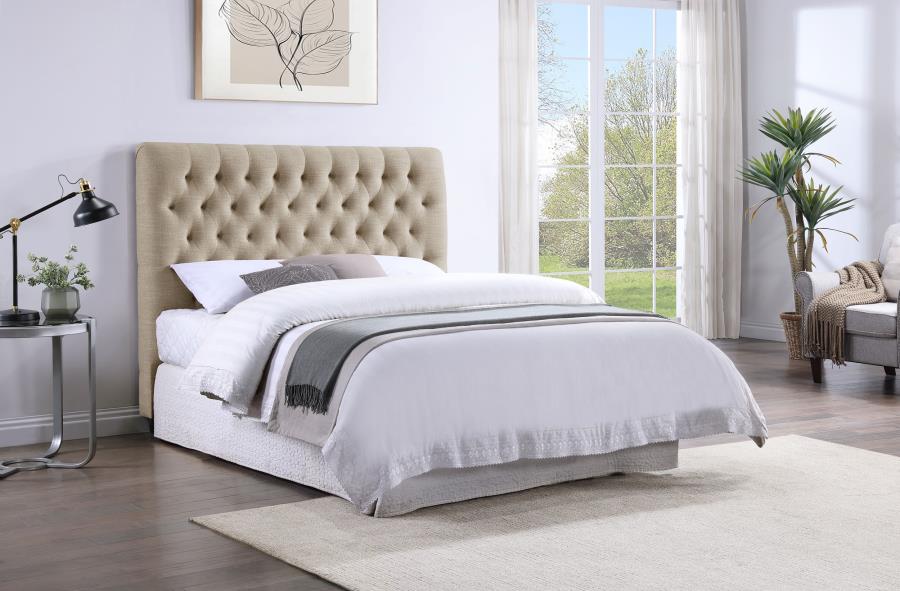 (image for) Chloe Upholstered Full Panel Headboard Oatmeal