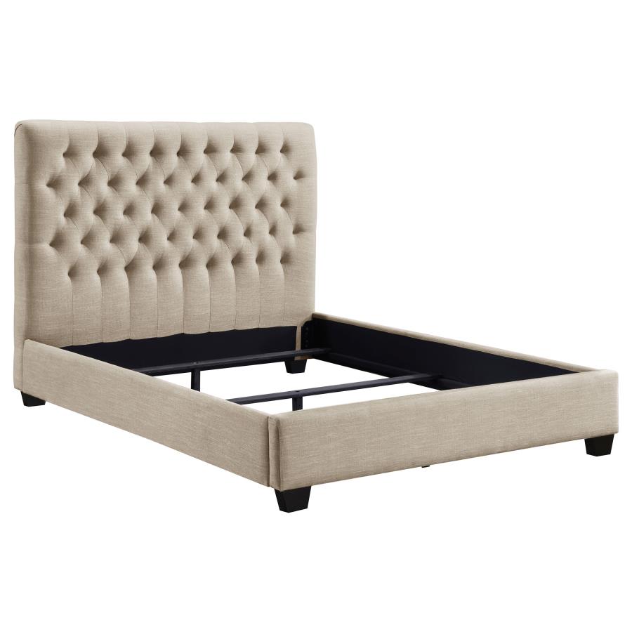 (image for) Chloe Upholstered Eastern King Panel Bed Oatmeal