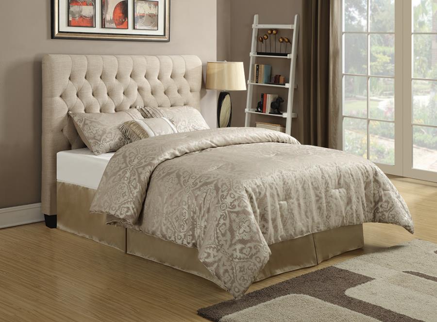 (image for) Chloe Upholstered California King Panel Headboard Oatmeal