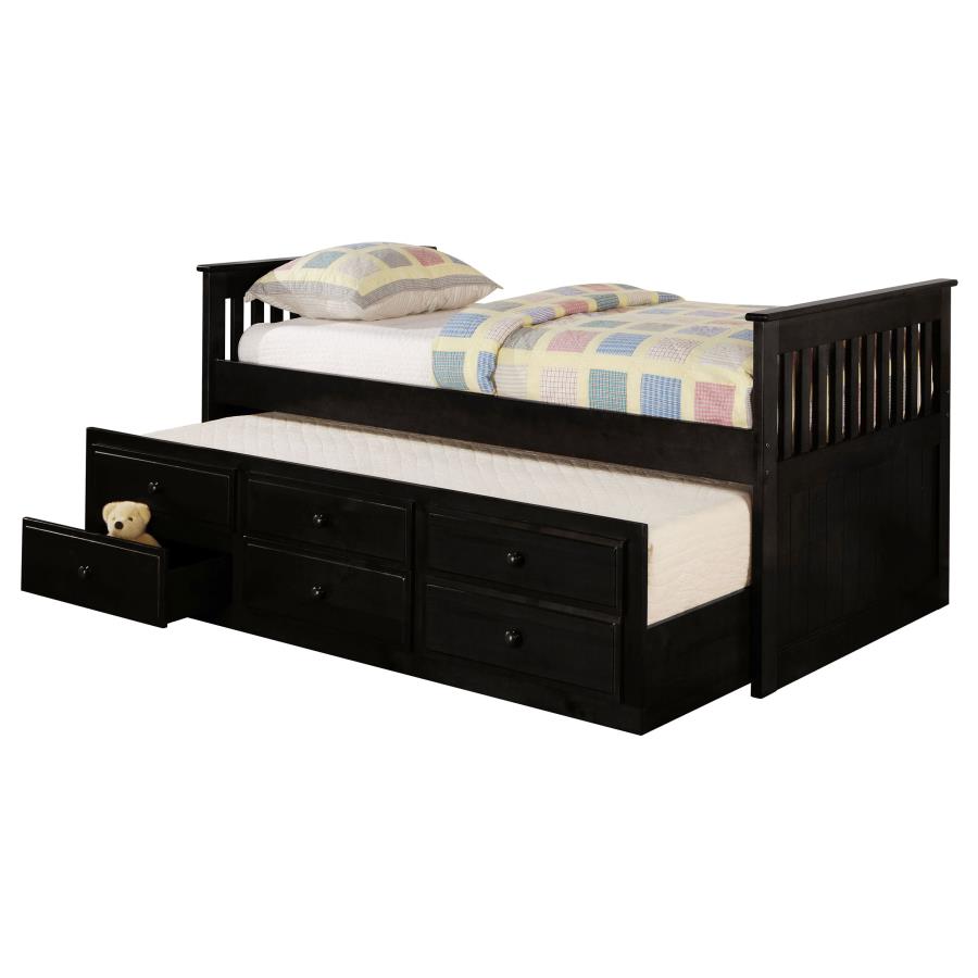 (image for) Rochford 3-drawer Twin Bed with Captains Trundle Black