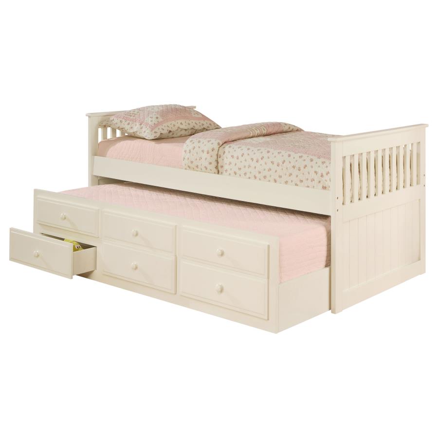 (image for) Rochford 3-drawer Twin Bed with Captains Trundle White - Click Image to Close