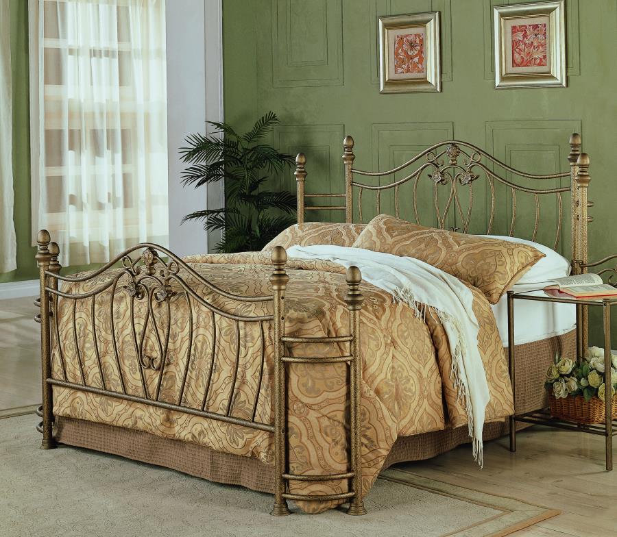 (image for) Sydney Metal Eastern King Open Frame Bed Brushed Gold