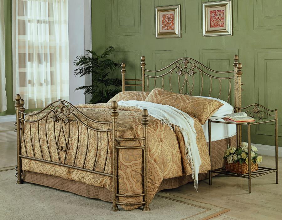 (image for) Sydney Metal Eastern King Open Frame Bed Brushed Gold