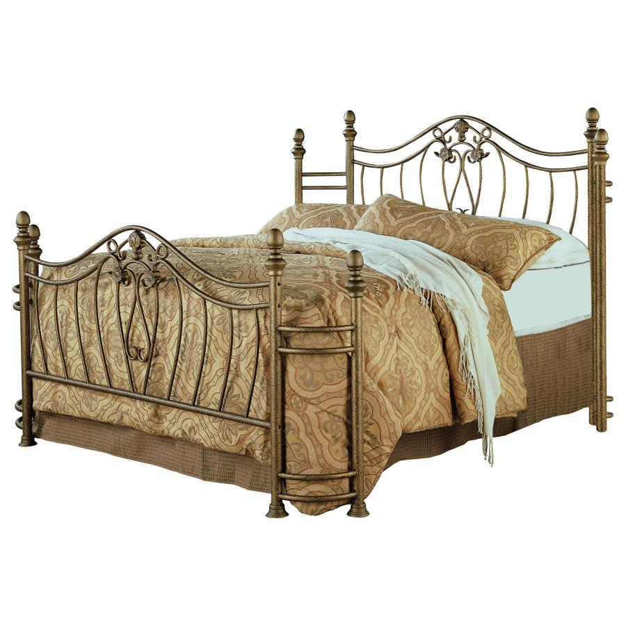 (image for) Sydney Metal Queen Open Frame Bed Antique Brushed Gold