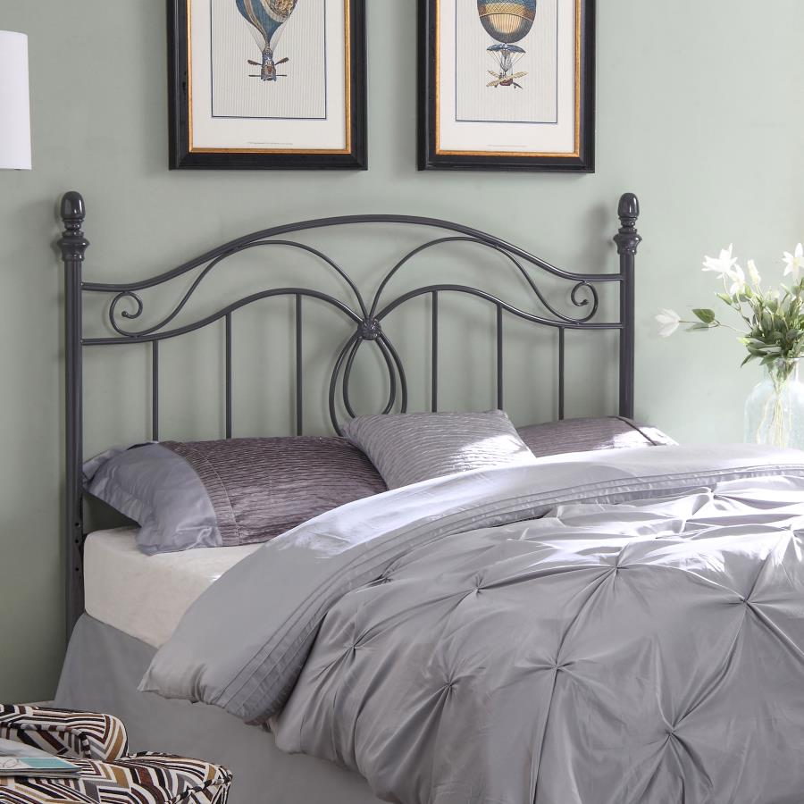 (image for) Evan Metal Queen or Full Open Frame Headboard Dark Grey