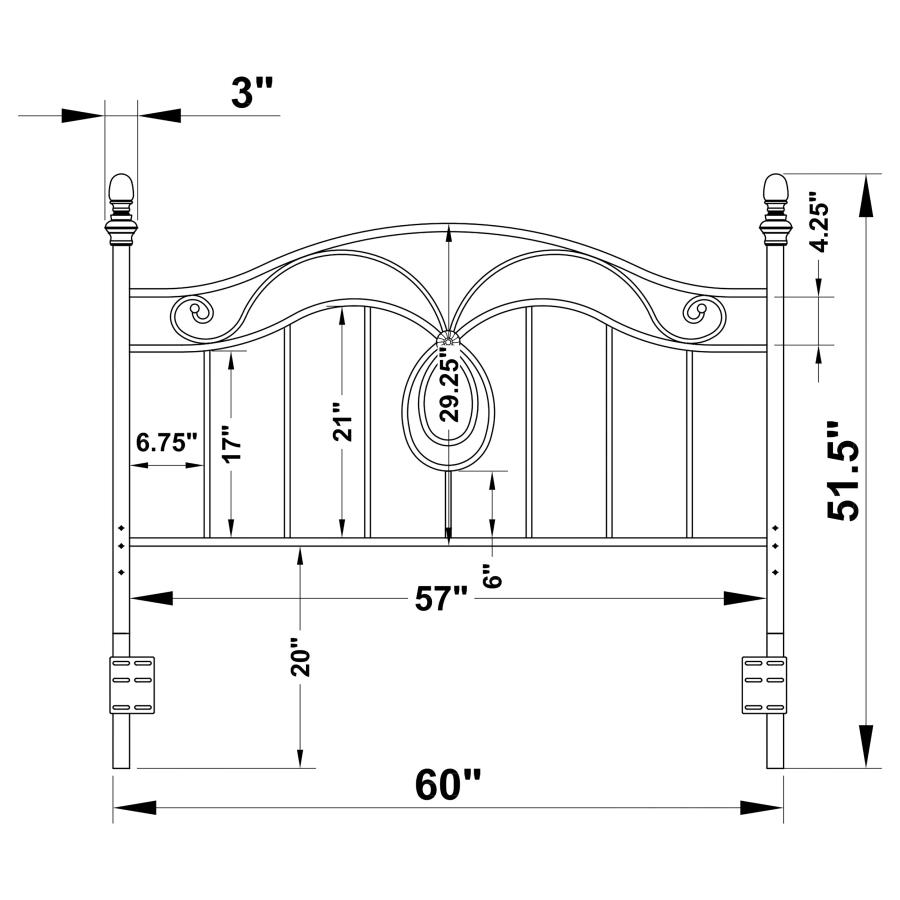 (image for) Evan Metal Queen or Full Open Frame Headboard Dark Grey