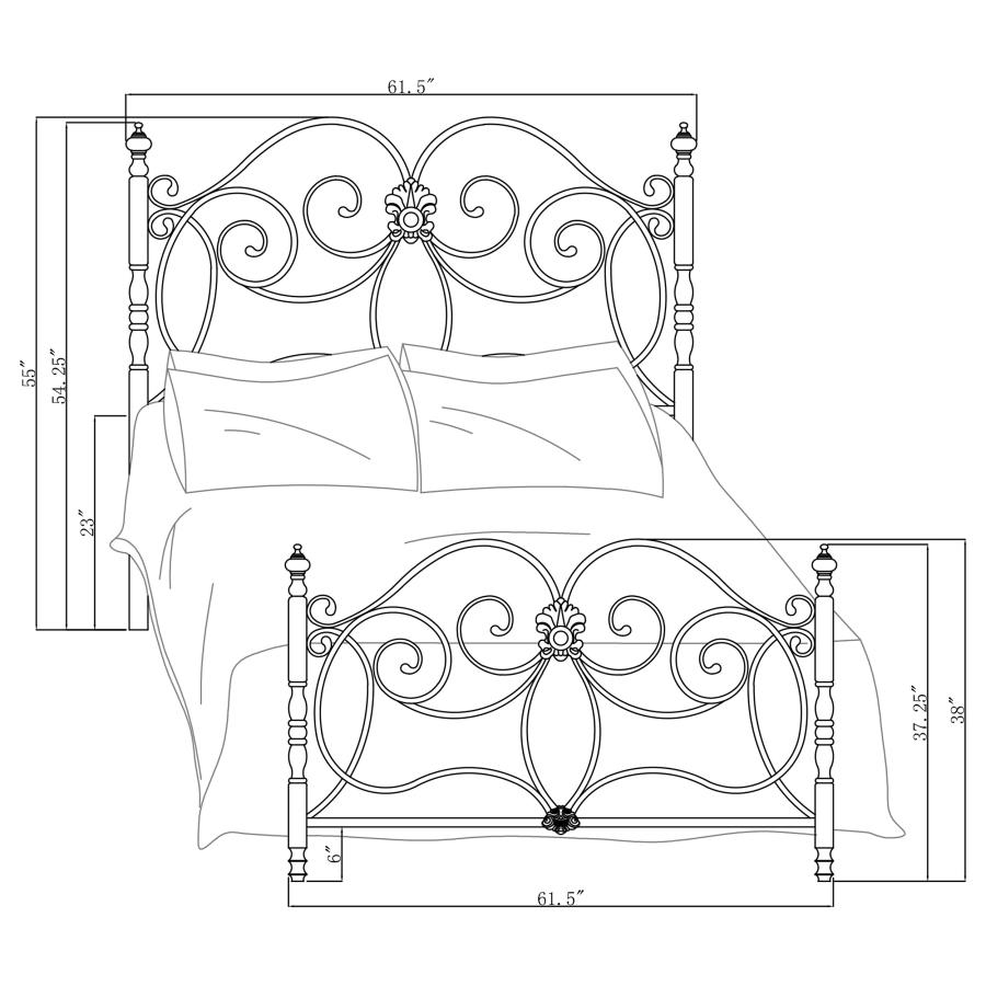 (image for) London Metal Queen Open Frame Bed Dark Bronze