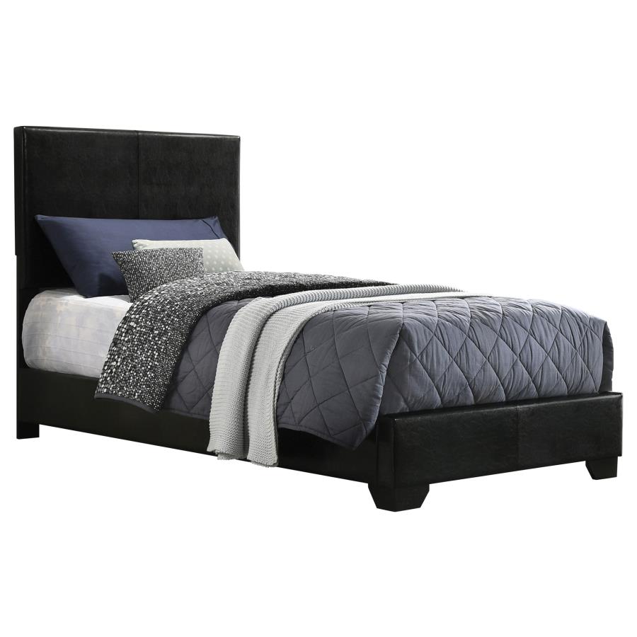 (image for) Conner Upholstered Twin Panel Bed Black