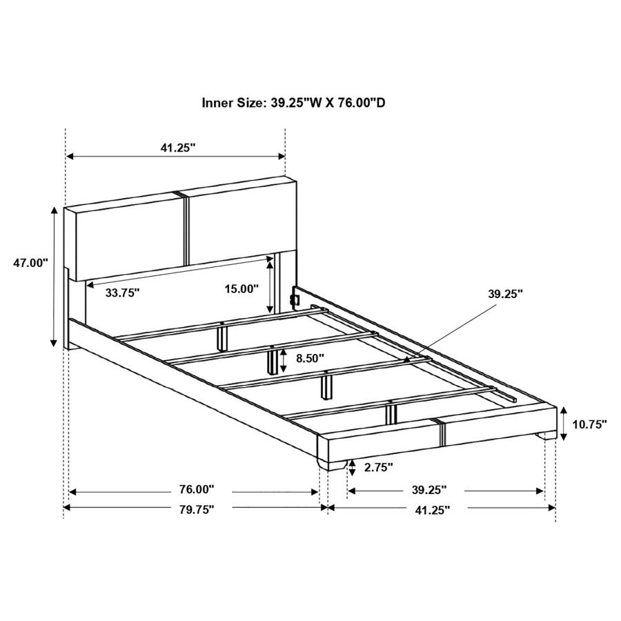 (image for) Conner Upholstered Twin Panel Bed Black