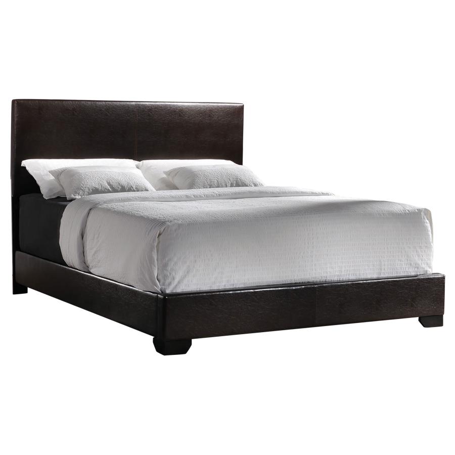 (image for) Conner Upholstered Full Panel Bed Dark Brown