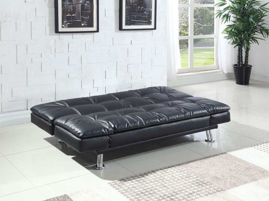 (image for) Dilleston Upholstered Tufted Convertible Sofa Bed Black