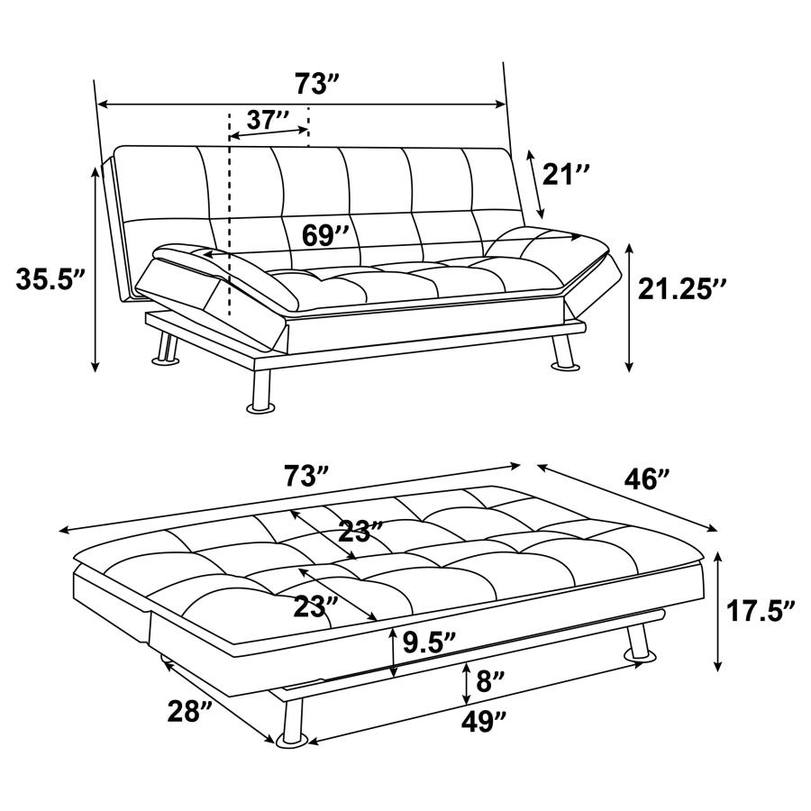 (image for) Dilleston Upholstered Tufted Convertible Sofa Bed Black