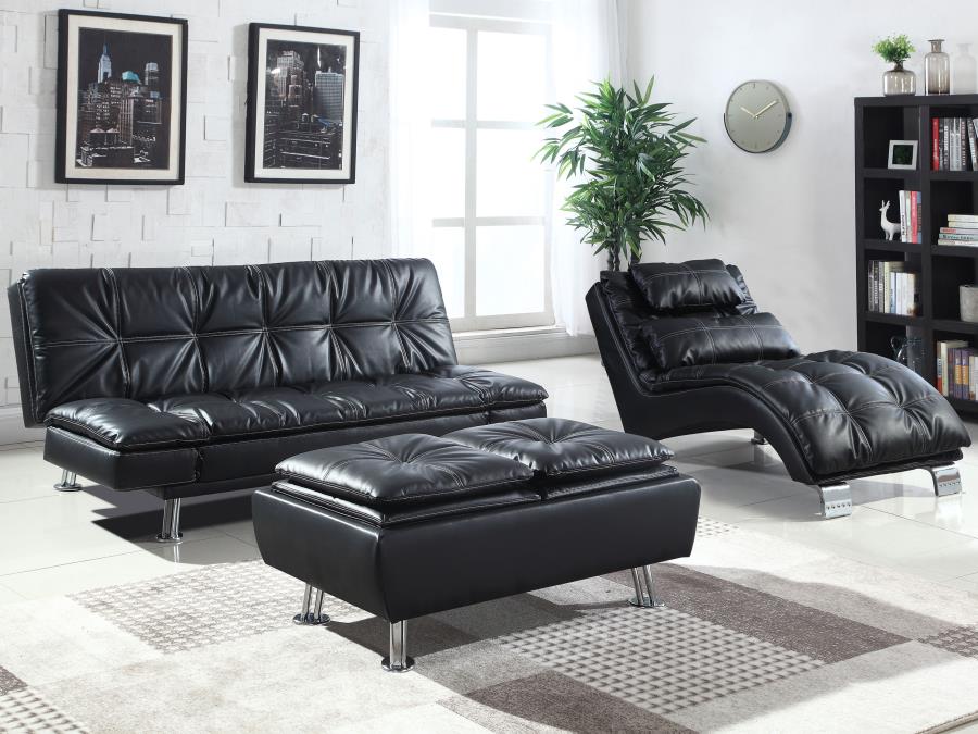 (image for) Dilleston Upholstered Tufted Convertible Sofa Bed Black