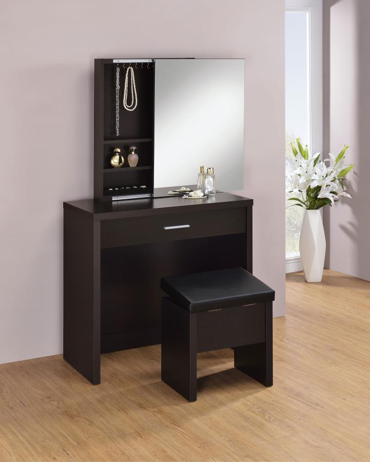 (image for) Harvey Vanity Set with Lift-Top Stool Cappuccino