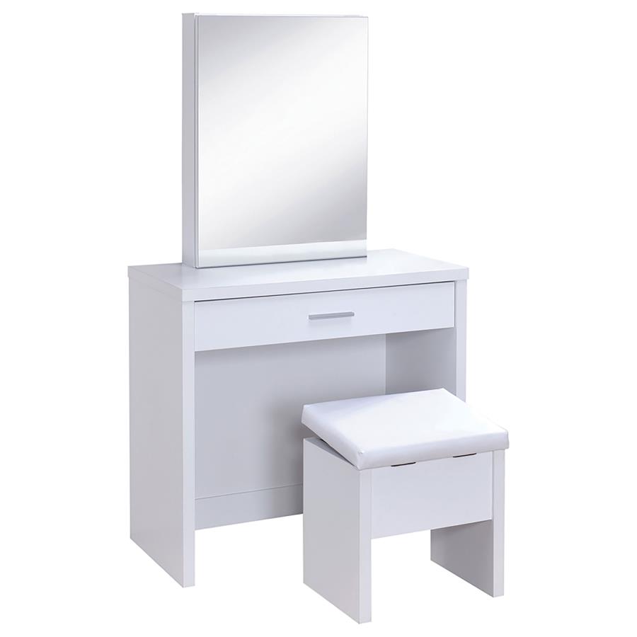 (image for) Harvey Vanity Set with Lift-Top Stool White - Click Image to Close