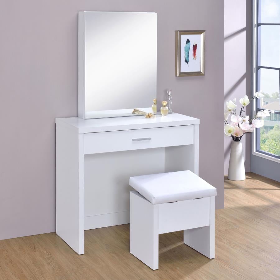 (image for) Harvey Vanity Set with Lift-Top Stool White