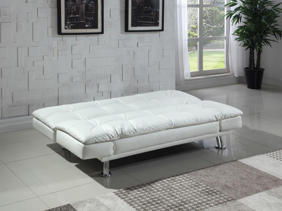 (image for) Dilleston Upholstered Tufted Convertible Sofa Bed White