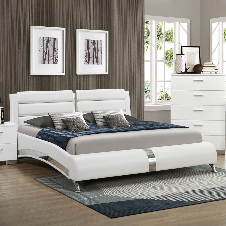 (image for) Jeremaine Upholstered Eastern King Sleigh Bed White