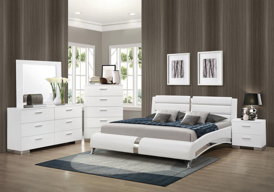 (image for) Jeremaine Upholstered Eastern King Sleigh Bed White