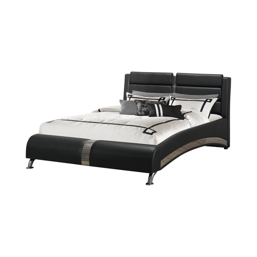 (image for) Jeremaine Upholstered Eastern King Sleigh Bed Black