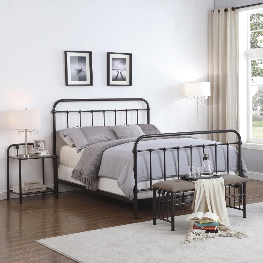 (image for) Livingston Metal Eastern King Open Frame Bed Dark Bronze