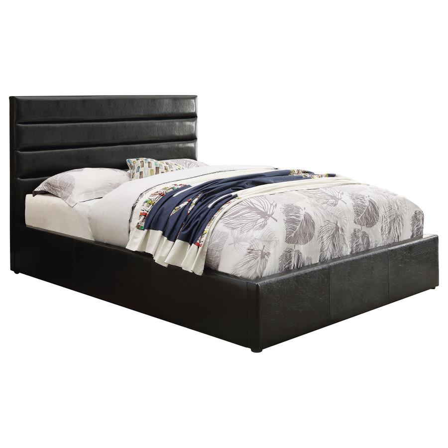 (image for) Riverbend Upholstered Eastern King Storage Panel Bed Black