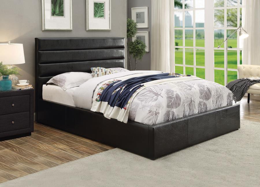 (image for) Riverbend Upholstered Eastern King Storage Panel Bed Black