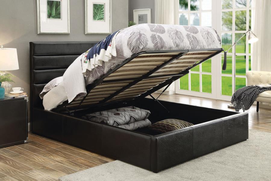 (image for) Riverbend Upholstered Eastern King Storage Panel Bed Black