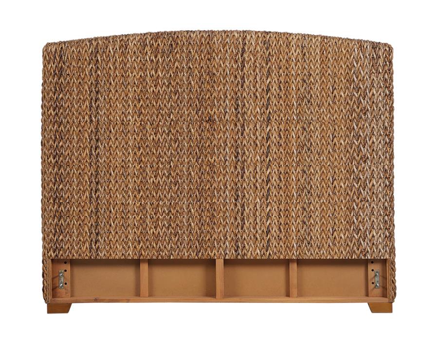 (image for) Laughton Woven Banana Leaf Queen Panel Headboard Amber