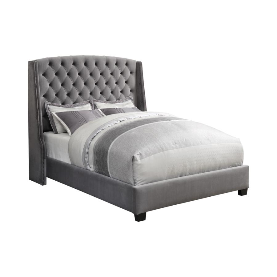 (image for) Pissarro Upholstered Eastern King Wingback Bed Grey