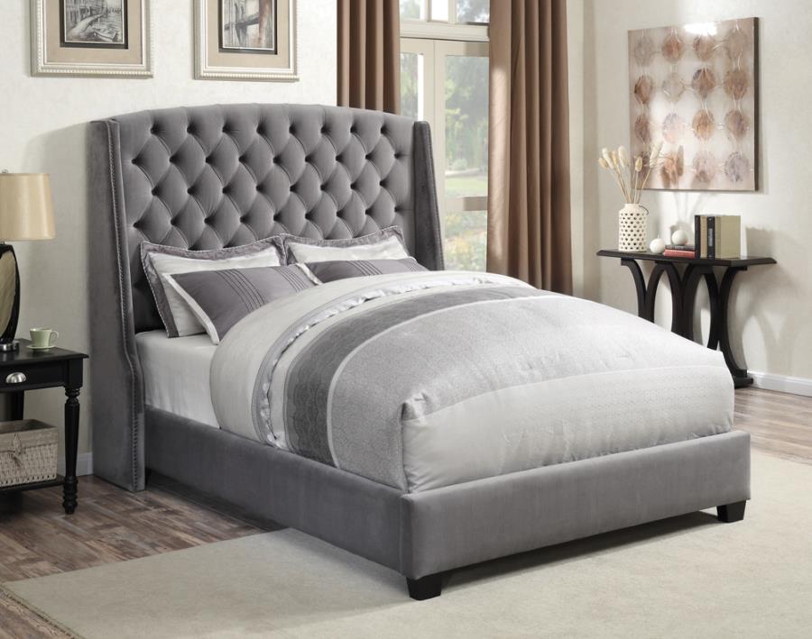 (image for) Pissarro Upholstered Queen Wingback Bed Grey