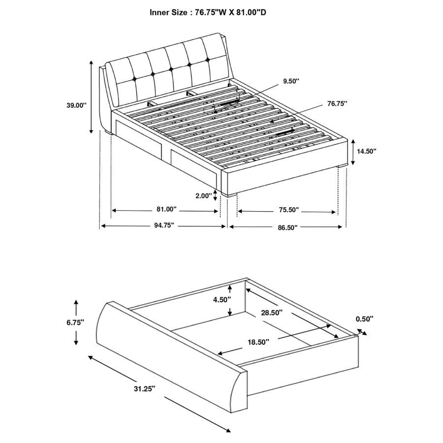 (image for) Fenbrook Upholstered Eastern King Storage Panel Bed Grey