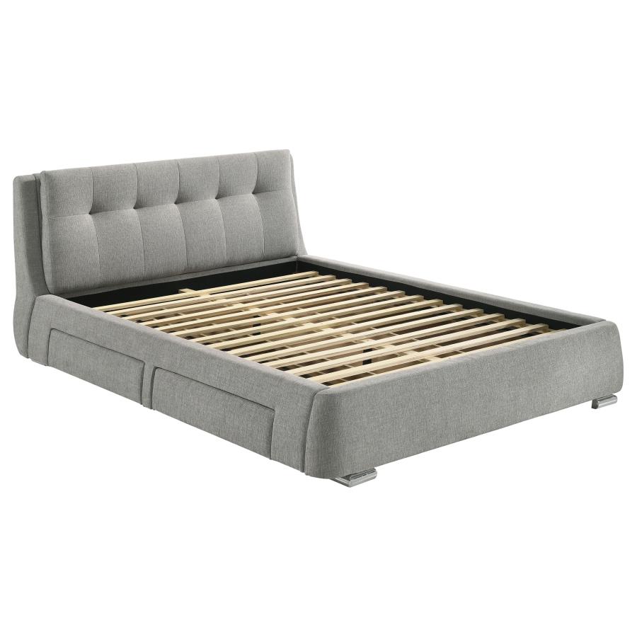 (image for) Fenbrook Upholstered California King Storage Panel Bed Grey - Click Image to Close