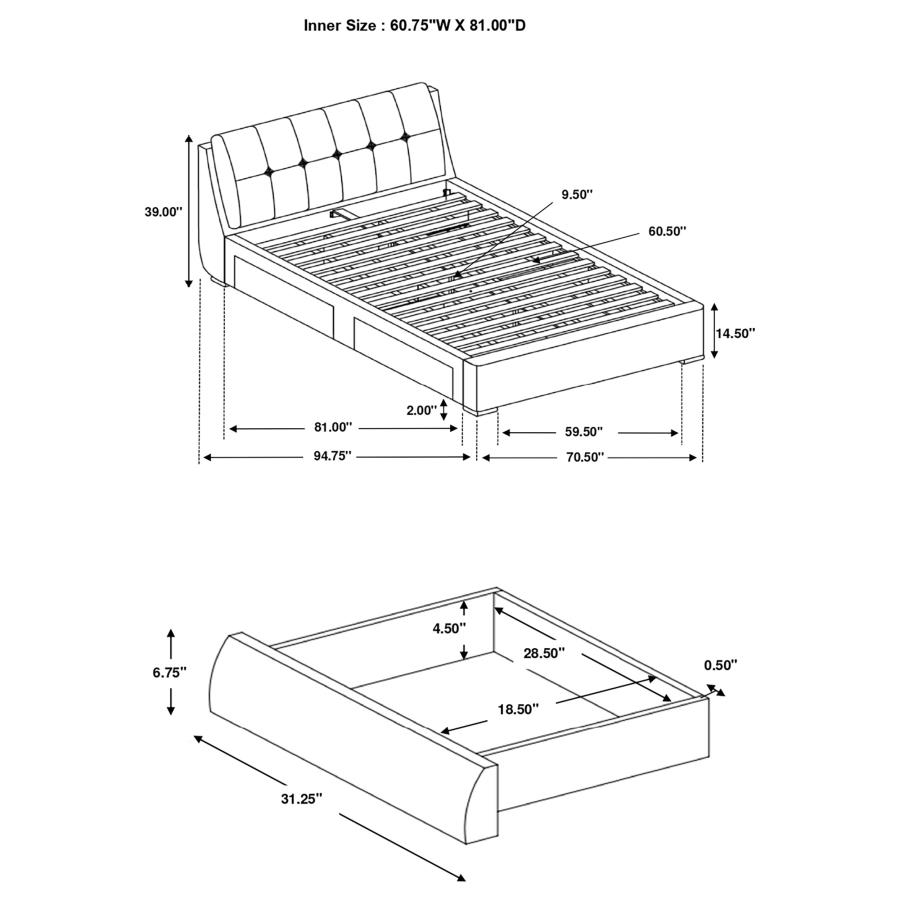 (image for) Fenbrook Upholstered Queen Storage Panel Bed Grey