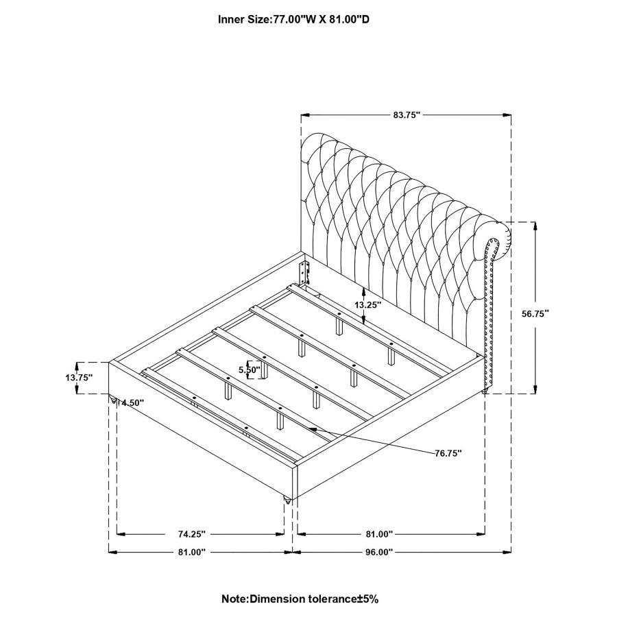 (image for) Devon Upholstered Eastern King Panel Bed Beige