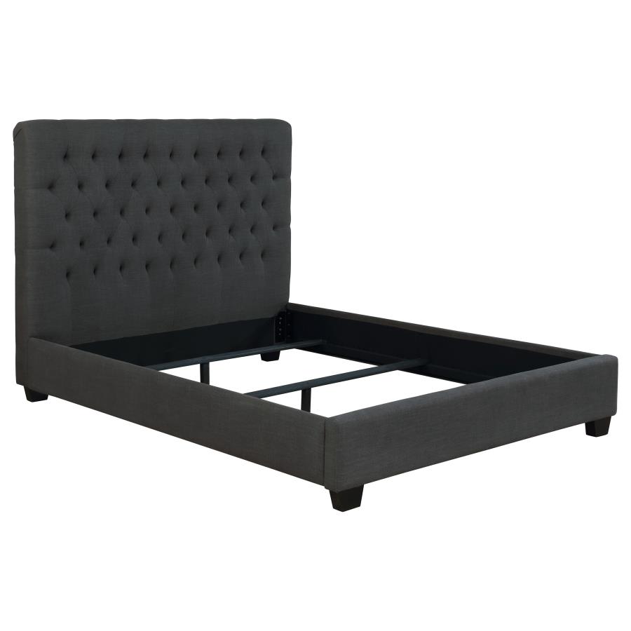 (image for) Chloe Upholstered California King Panel Bed Charcoal - Click Image to Close