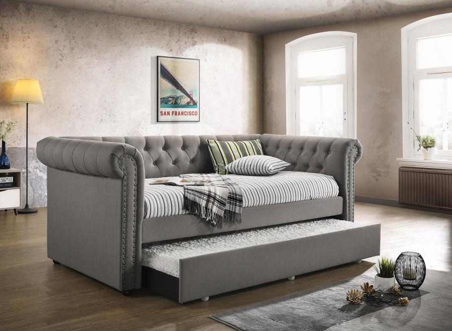 (image for) Kepner Upholstered Twin Daybed with Trundle Grey