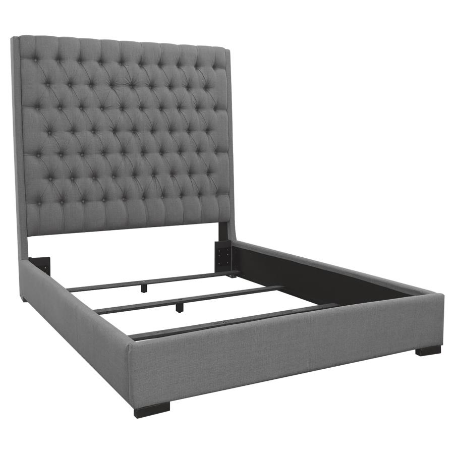 (image for) Camille Upholstered Eastern King Panel Bed Grey