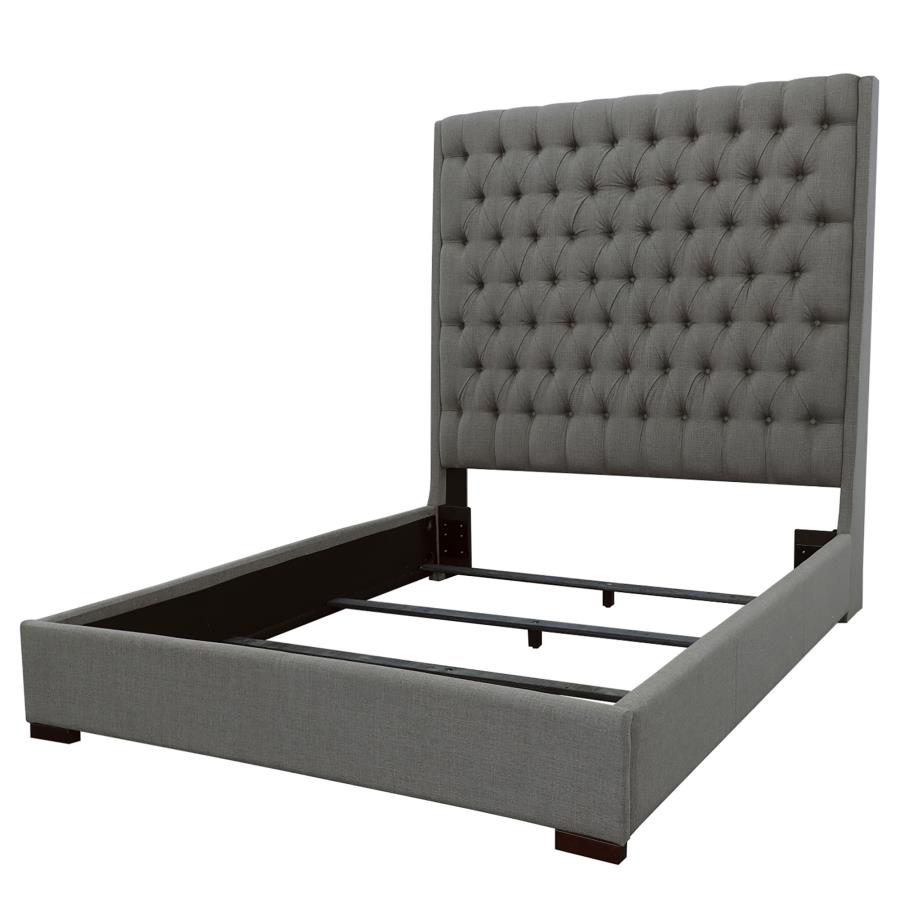 (image for) Camille Upholstered Eastern King Panel Bed Grey