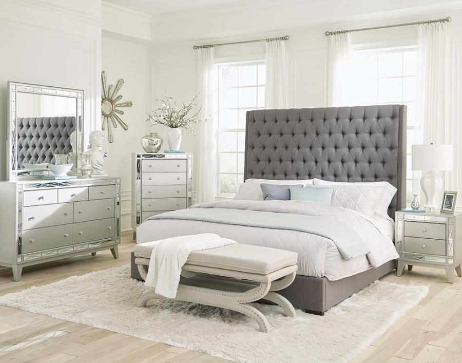 (image for) Camille 4-piece California King Bedroom Set Metallic Mercury