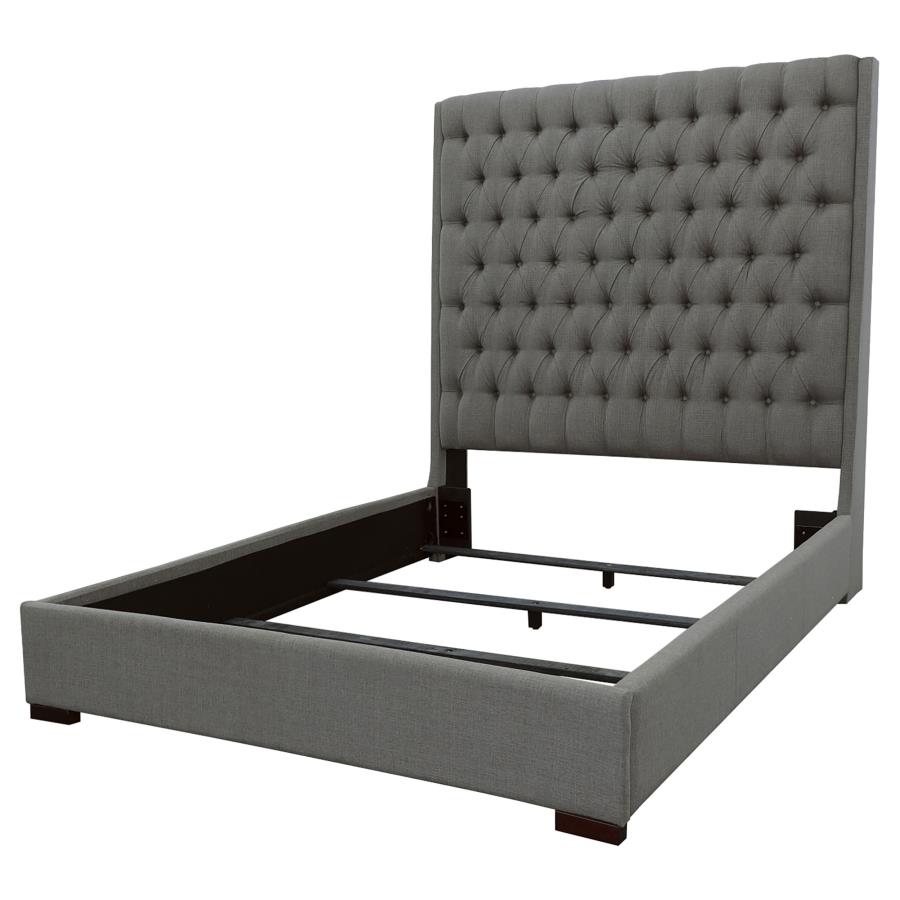 (image for) Camille Upholstered Queen Panel Bed Grey