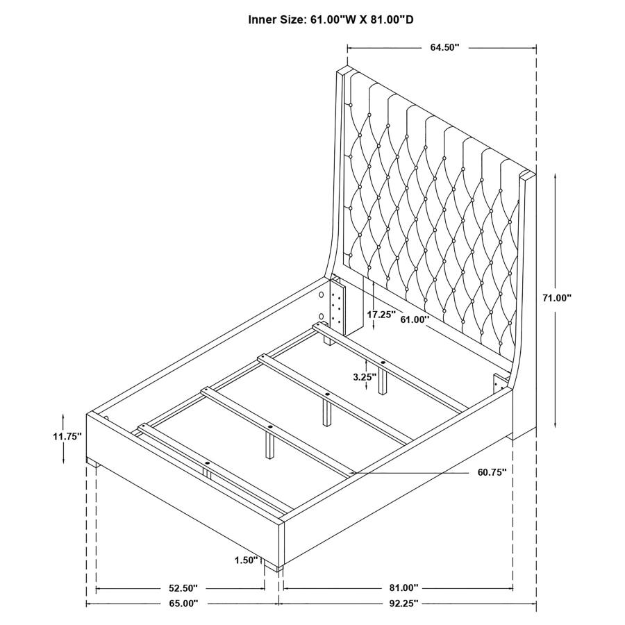 (image for) Camille Upholstered Queen Panel Bed Grey