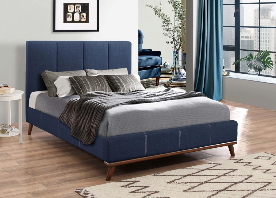 (image for) Charity Upholstered Queen Panel Bed Blue