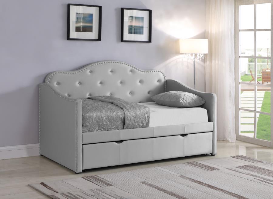 (image for) Elmore Upholstered Twin Daybed with Trundle Light Grey