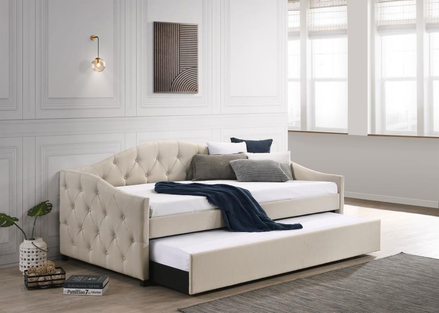 (image for) Sadie Upholstered Twin Daybed with Trundle Taupe