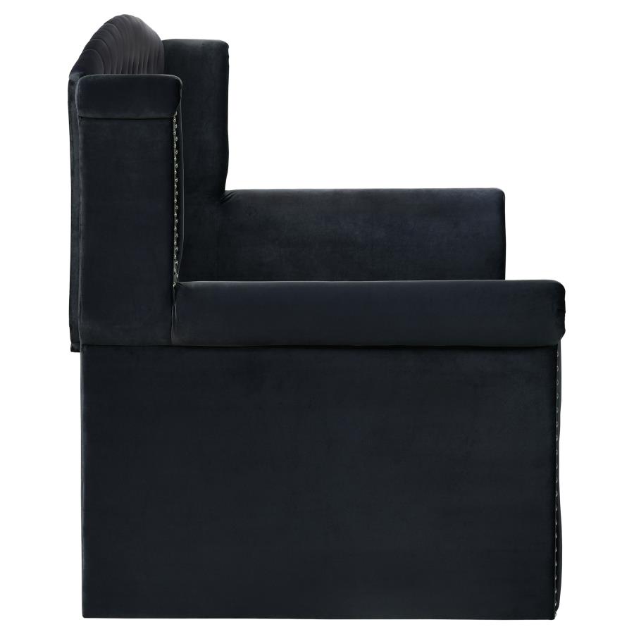 (image for) Scarlett Upholstered Twin Daybed with Trundle Black