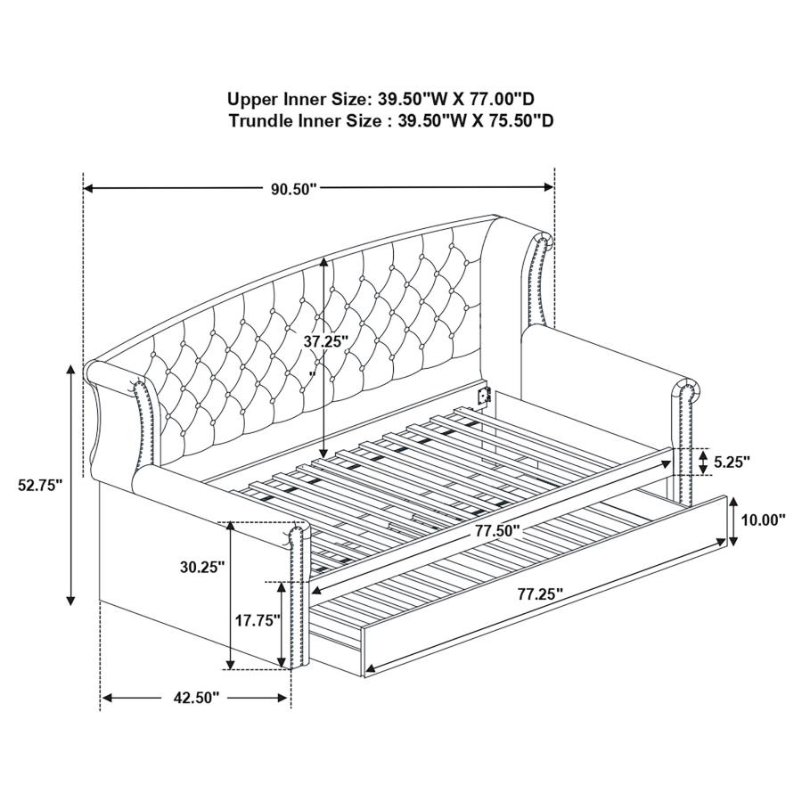 (image for) Scarlett Upholstered Twin Daybed with Trundle Black