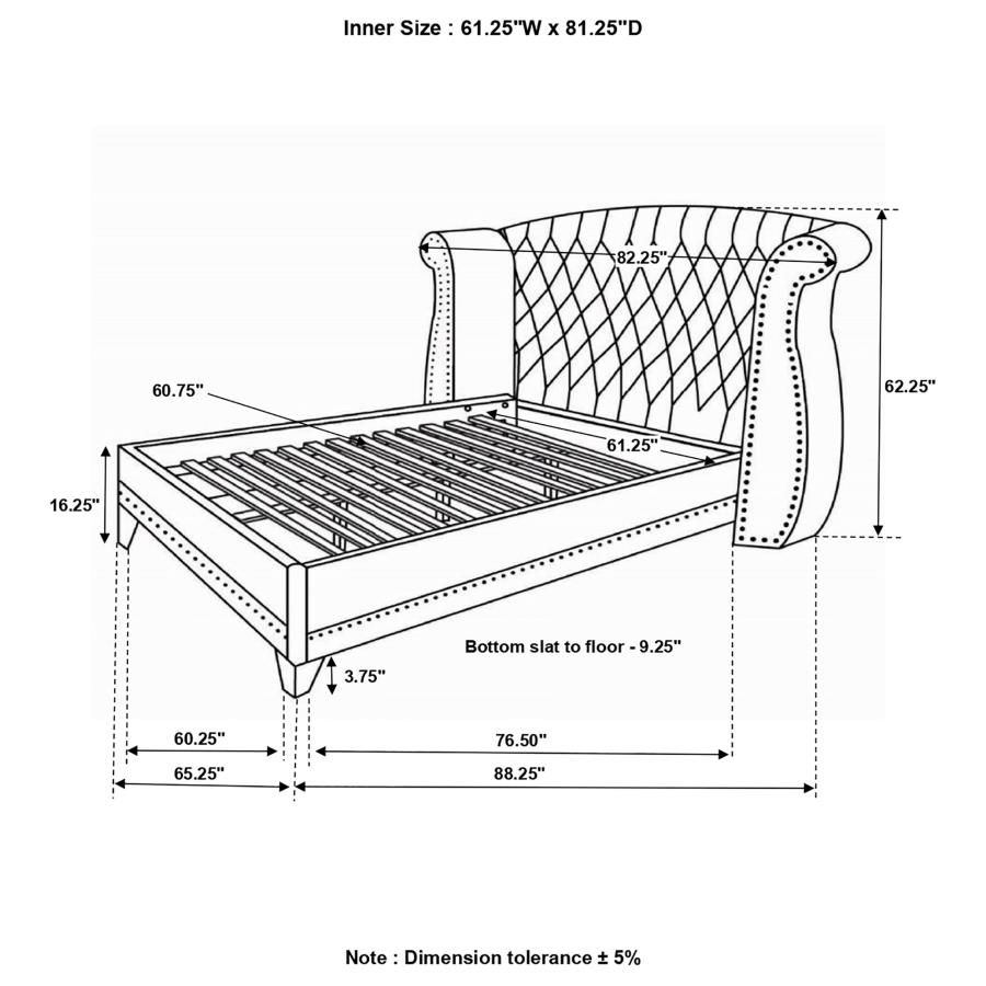 (image for) Barzini Upholstered Queen Wingback Bed Black